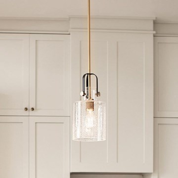 Quintiesse - Hanglamp aan stang KITNER 1xE27/60W/230V pr. 18 cm goud/zwart