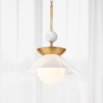 Quintiesse - Hanglamp aan stang SAUCER M 1xE27/40W/230V Ø 36,6 cm goud