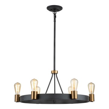 Quintiesse - Lustre sur tige SILAS 6xE27/60W/230V Ø 72,3 cm noir/doré