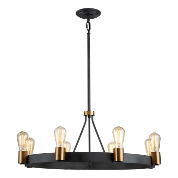 Quintiesse - Lustre sur tige SILAS 8xE27/60W/230V Ø 82,9 cm noir/doré