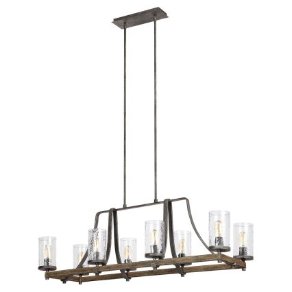 Quintiesse - Kroonluchter met stang ANGELO 8xE27/60W/230V eiken decor