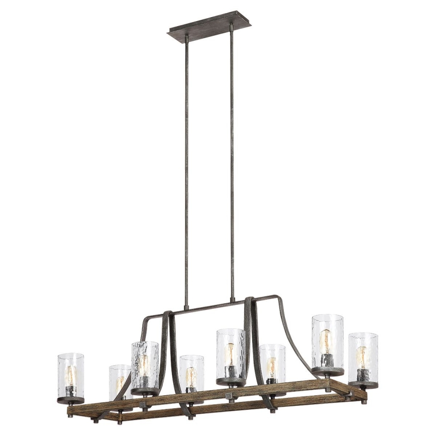 Quintiesse - Kroonluchter met stang ANGELO 8xE27/60W/230V eiken decor