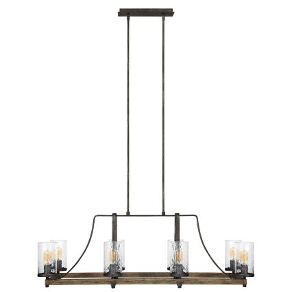 Quintiesse - Kroonluchter met stang ANGELO 8xE27/60W/230V eiken decor