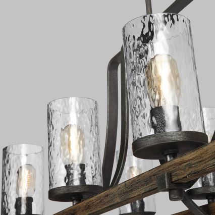 Quintiesse - Lustre sur tige ANGELO 8xE27/60W/230V décor chêne