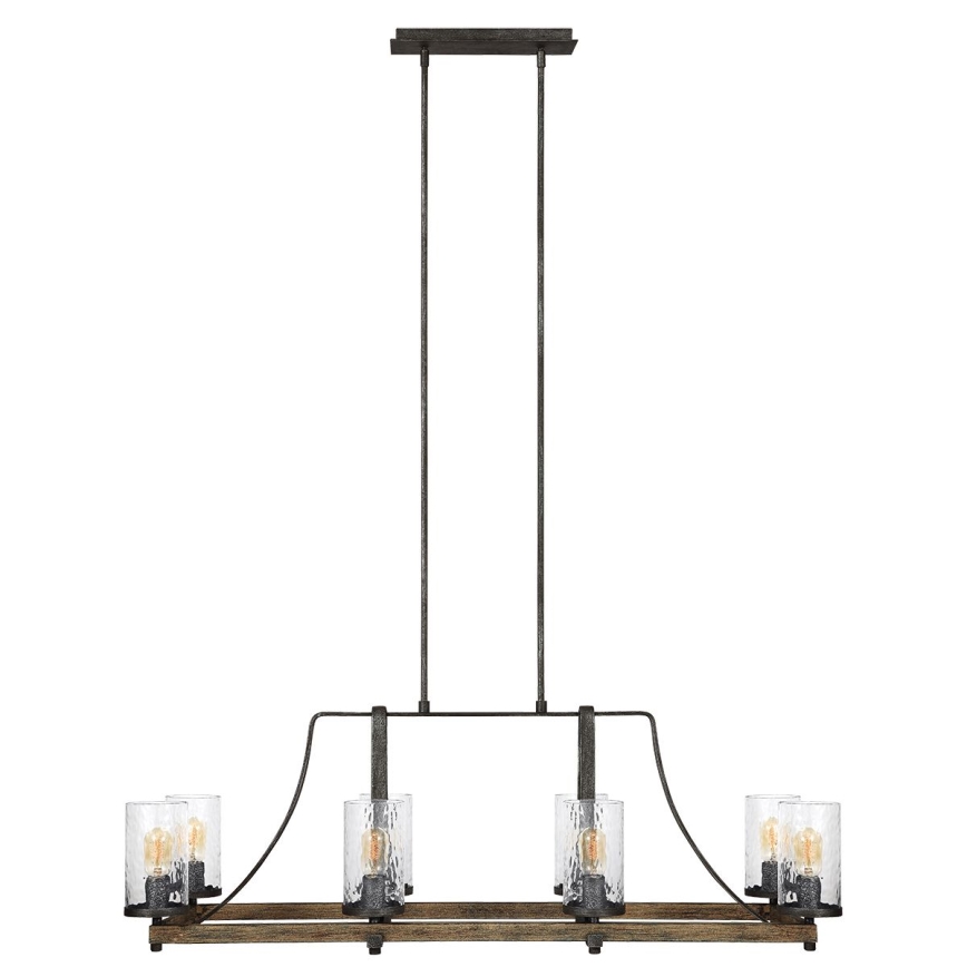 Quintiesse - Lustre sur tige ANGELO 8xE27/60W/230V décor chêne