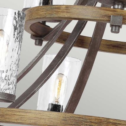 Quintiesse - Lustre à chaîne ANGELO 9xE27/60W/230V décor chêne