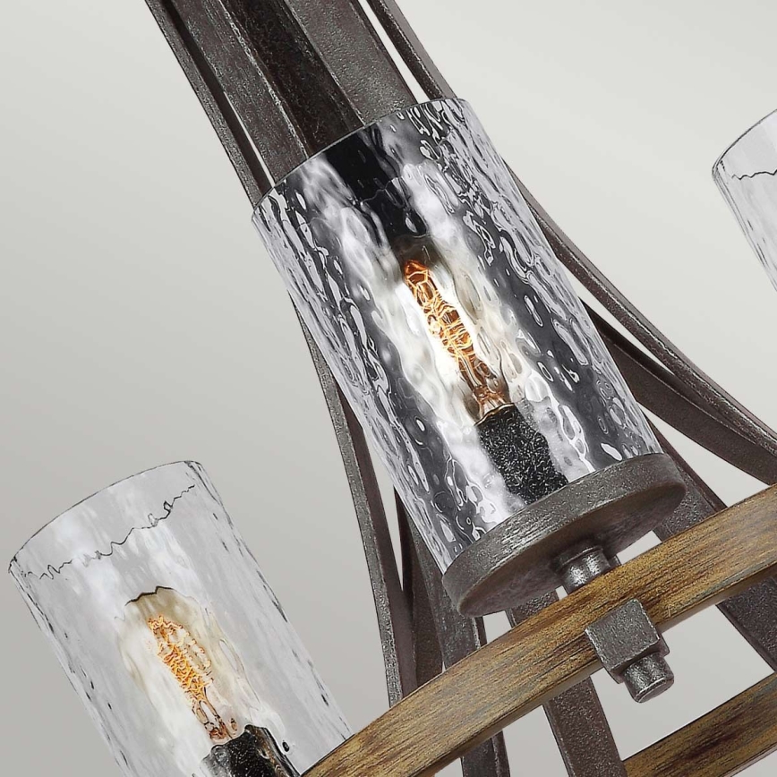 Quintiesse - Lustre à chaîne ANGELO 9xE27/60W/230V décor chêne
