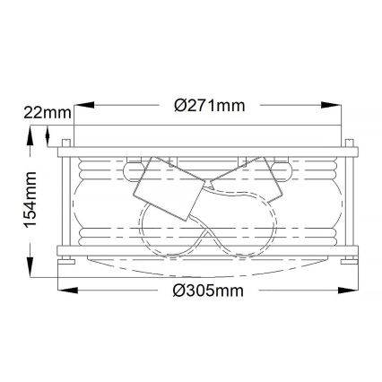 Quintiesse - Plafonnier de salle de bains ASHLAND 2xE27/60W/230V Ø 30,5 cm IP44 doré