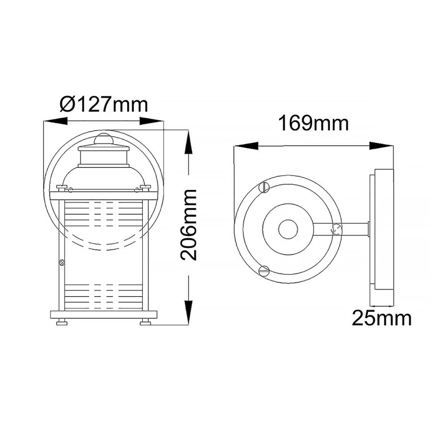 Quintiesse - Buitenmuurlamp ASHLAND BAY 1xE27/60W/230V IP44 glanzend chroom