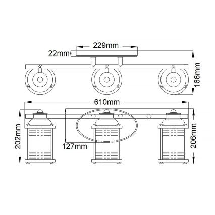 Quintiesse - Applique murale d'extérieur ASHLAND BAY 3xE27/60W/230V IP44, finition chrome brillant