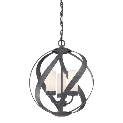 Quintiesse - Buitenhanglamp aan ketting BLACKSMITH 3xE14/40W/230V Ø 40,7 cm IP44 zwart