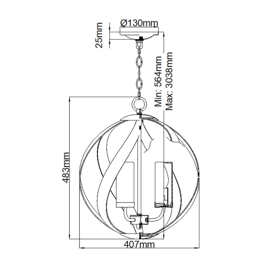 Quintiesse - Suspension d'extérieur suspendue par chaîne BLACKSMITH 3xE14/40W/230V Ø 40,7 cm IP44 noire