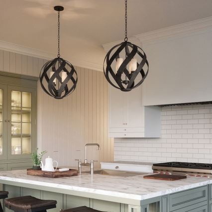 Quintiesse - Buitenhanglamp aan ketting BLACKSMITH 4xE14/40W/230V Ø 50,1 cm IP44 zwart