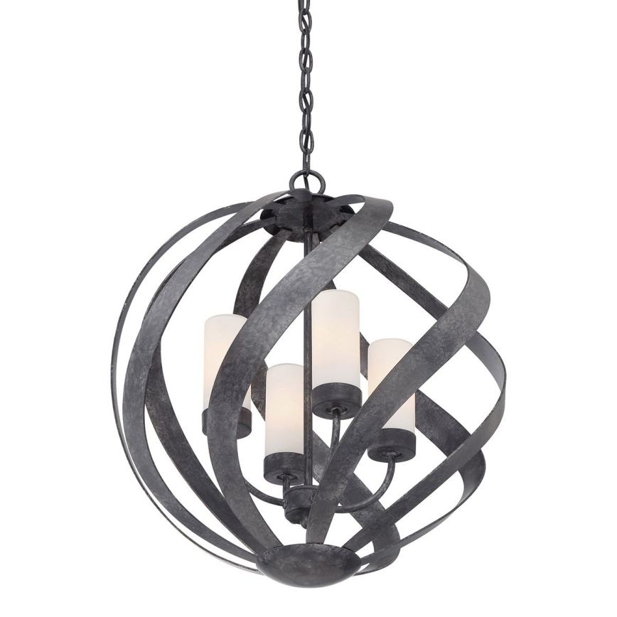 Quintiesse - Suspension extérieure sur chaîne BLACKSMITH 4xE14/40W/230V Ø 50,1 cm IP44 noire