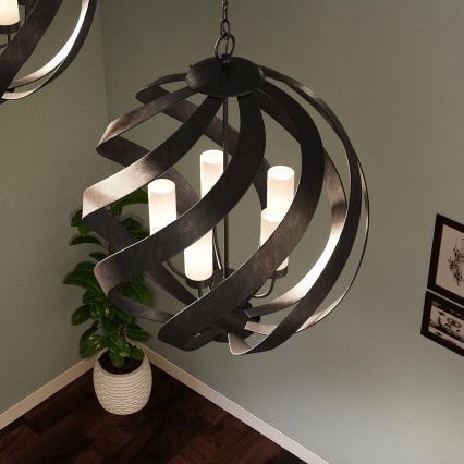 Quintiesse - Lustre d'extérieur suspendu sur chaîne BLACKSMITH 5xE14/40W/230V Ø 66,4 cm IP44 noir