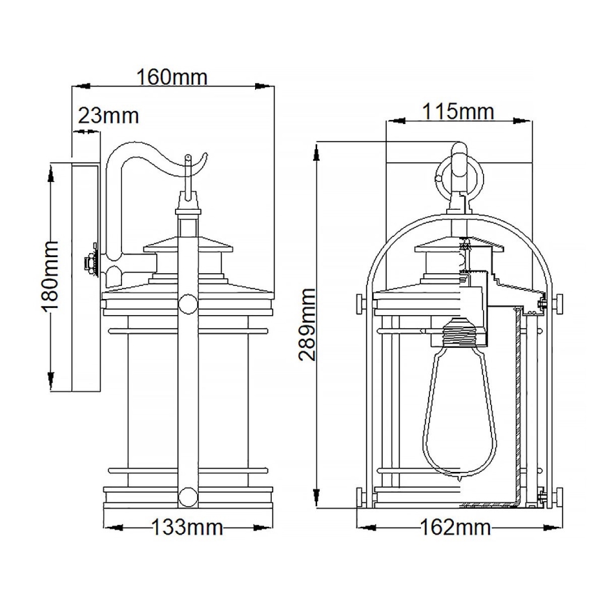 Quintiesse - Buitenwandlamp BOOKER S 1xE27/60W/230V IP44 mat chroom