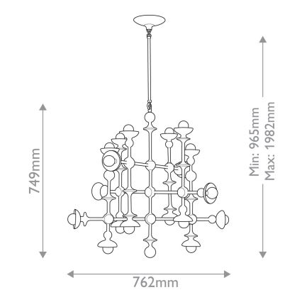 Quintiesse - Kroonluchter met stang CADENCE 18xE14/40W/230V, wit