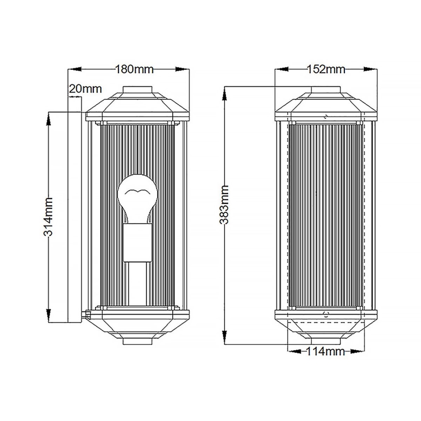 Quintiesse - Applique murale d'extérieur CASTELLE M 1xE27/60W/230V IP44 noire