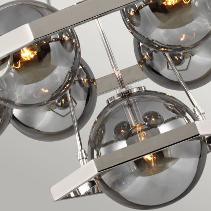 Quintiesse - Kroonluchter met staaf HARPER 7xE14/60W/230V Ø 81,3 cm glanzend chroom/gerookt glas
