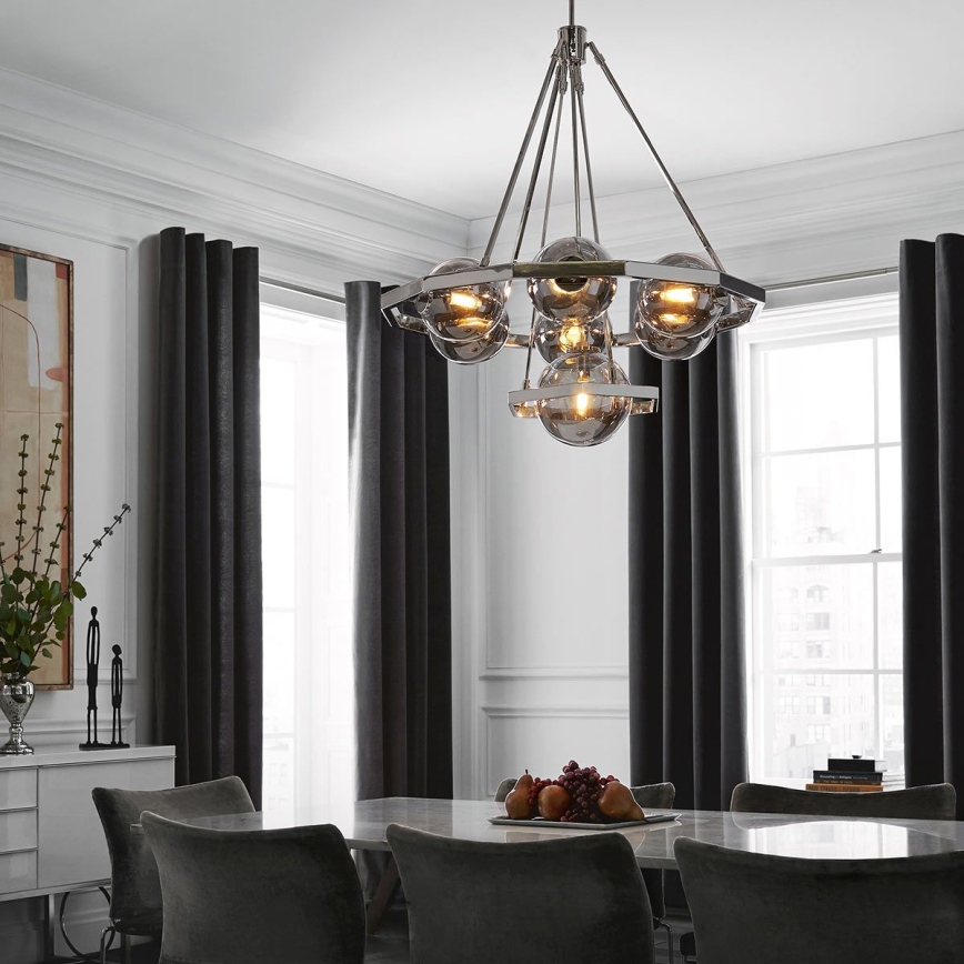 Quintiesse - Lustre sur tige HARPER 7xE14/60W/230V Ø 81,3 cm chrome brillant/fumé