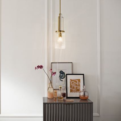 Quintiesse - Hanglamp met stang KIMROSE 1xE27/60W/230V Ø 17,8 cm goudkleurig