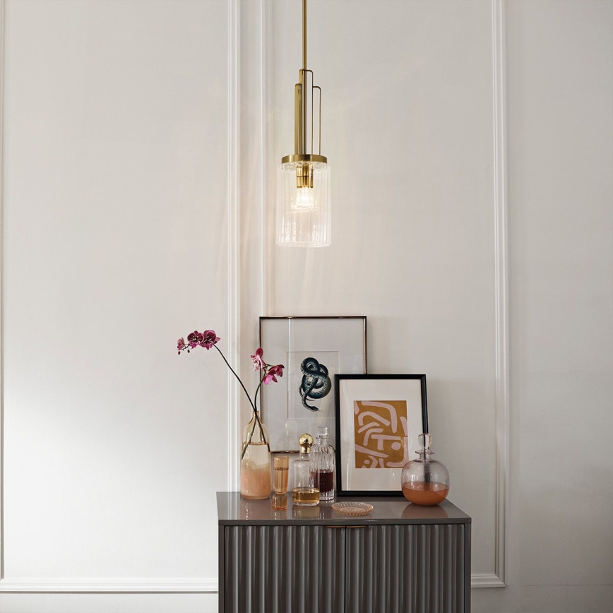 Quintiesse - Hanglamp met stang KIMROSE 1xE27/60W/230V Ø 17,8 cm goudkleurig
