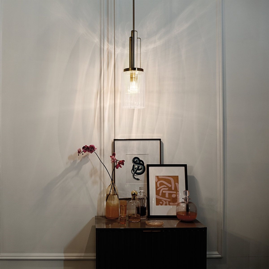 Quintiesse - Hanglamp met stang KIMROSE 1xE27/60W/230V Ø 17,8 cm goudkleurig