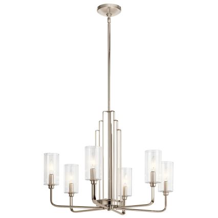 Quintiesse - Kroonluchter met stang KIMROSE 6xE14/40W/230V Ø 68,6 cm glanzend chroom