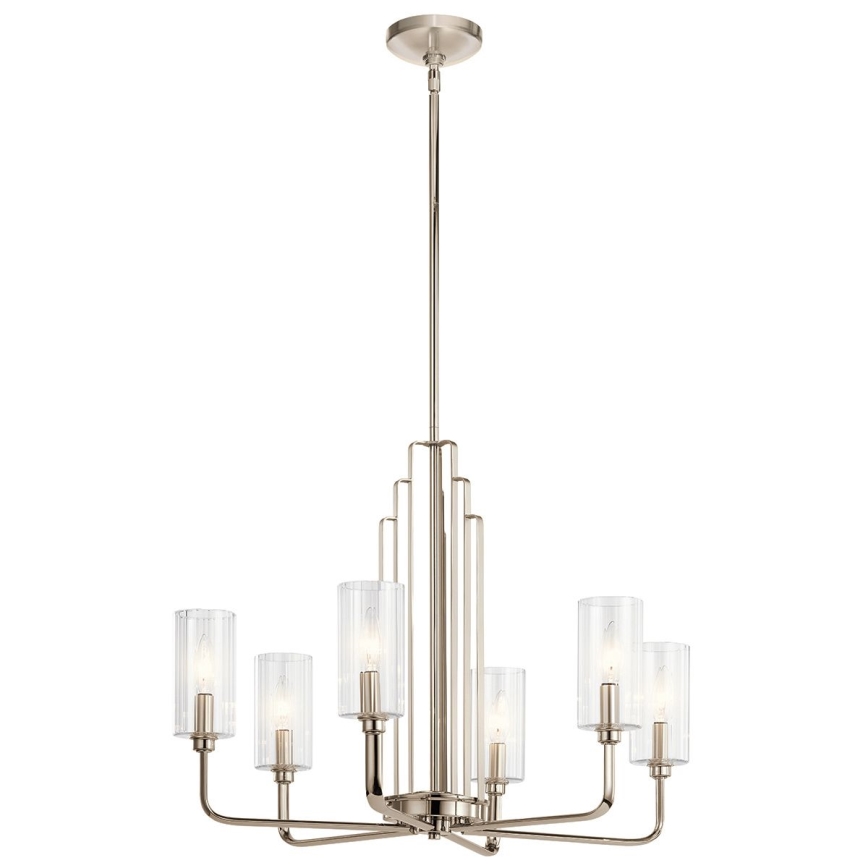 Quintiesse - Kroonluchter met stang KIMROSE 6xE14/40W/230V Ø 68,6 cm glanzend chroom