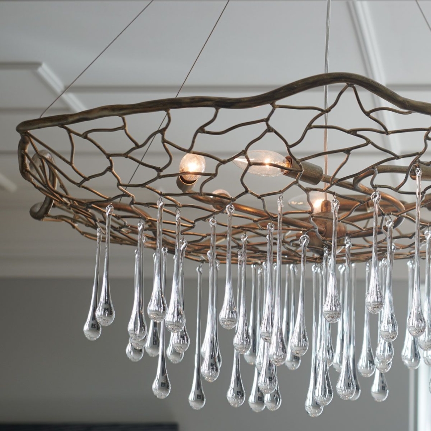 Quintiesse - Hanglamp aan kabel LAGUNA 6xE14/40W/230V Ø 91,4 cm goudkleurig