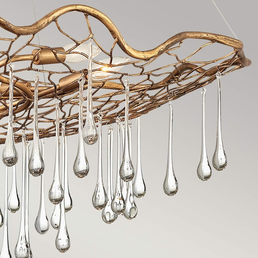 Quintiesse - Hanglamp aan kabel LAGUNA 6xE14/40W/230V Ø 91,4 cm goudkleurig