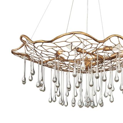 Quintiesse - Hanglamp aan kabel LAGUNA 6xE14/40W/230V Ø 91,4 cm goudkleurig