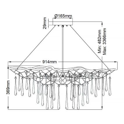 Quintiesse - Hanglamp aan kabel LAGUNA 6xE14/40W/230V Ø 91,4 cm goudkleurig
