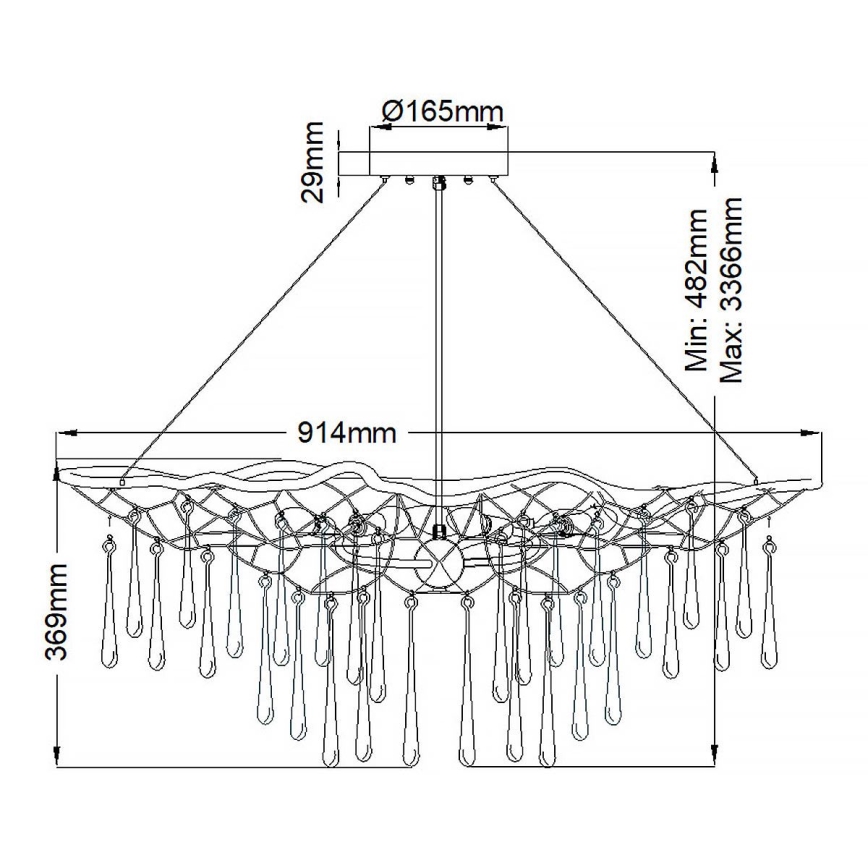 Quintiesse - Hanglamp aan kabel LAGUNA 6xE14/40W/230V Ø 91,4 cm goudkleurig