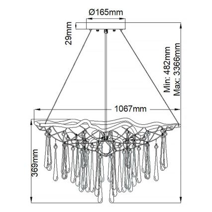 Quintiesse - Suspension sur câble LAGUNA 8xE14/40W/230V ø 106,7 cm dorée