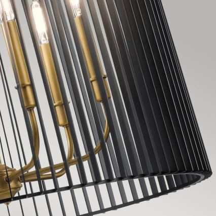 Quintiesse - Kroonluchter aan stang LINARA 6xE14/60W/230V Ø 66 cm zwart/goud