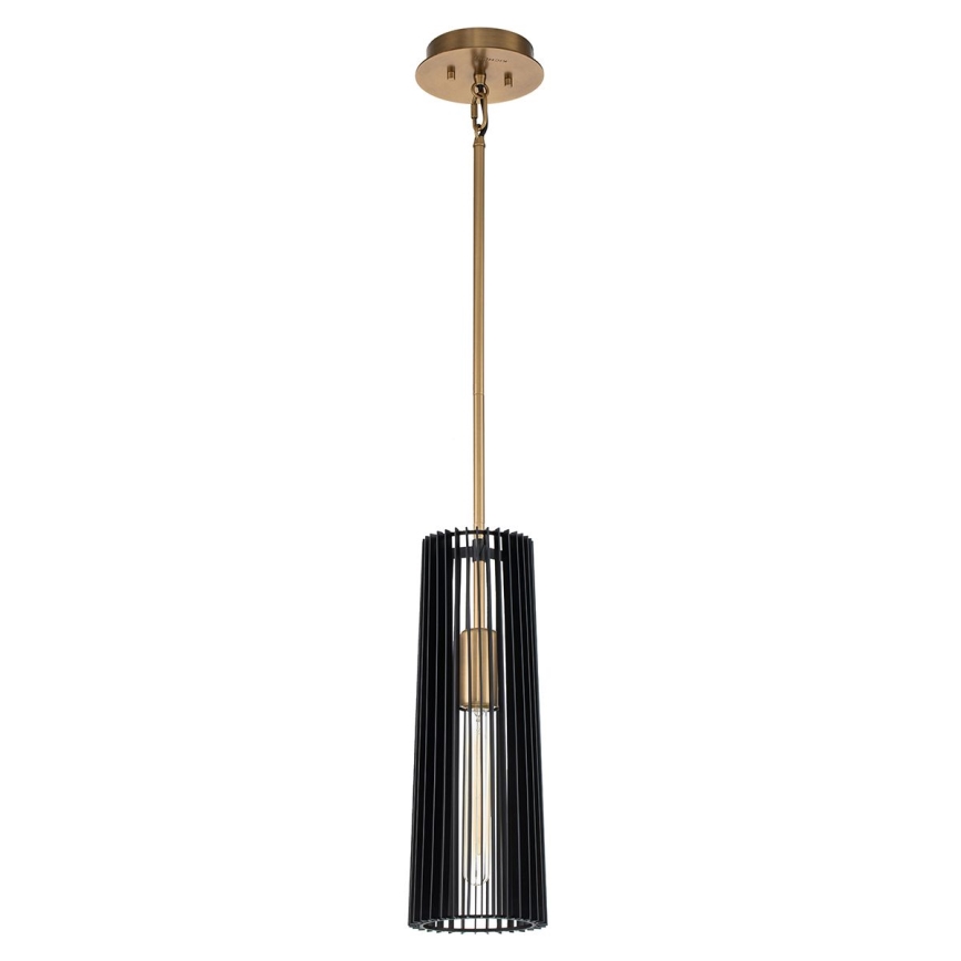 Quintiesse - Hanglamp met stang LINARA 1xE27/60W/230V Ø 15,2 cm zwart/goud