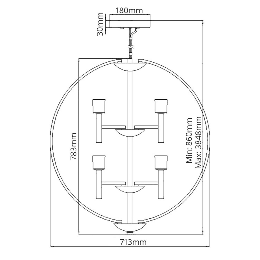 Quintiesse - LED-kroonluchter met kabel MONDO 8xG9/3W/230V Ø 71,3 cm glanzend chroom