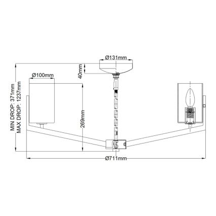 Quintiesse - Suspension sur tige NYE 6xE14/40W/230V Ø 71,1 cm dorée