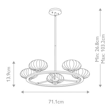 Quintiesse - Lustre LED à tige pour salle de bains PIM 5xG9/3W/230V Ø 71,1 cm IP44 doré