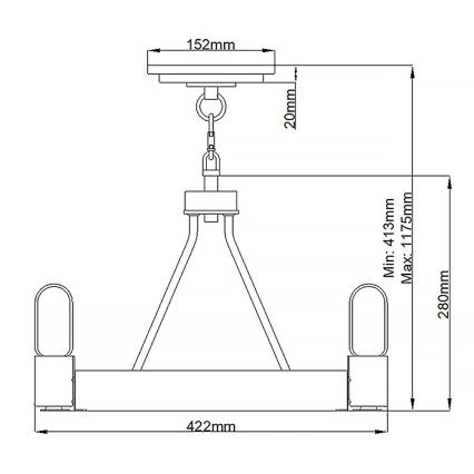 Quintiesse - Suspension sur tige SILAS 3xE27/60W/230V Ø 42,2 cm noir/doré