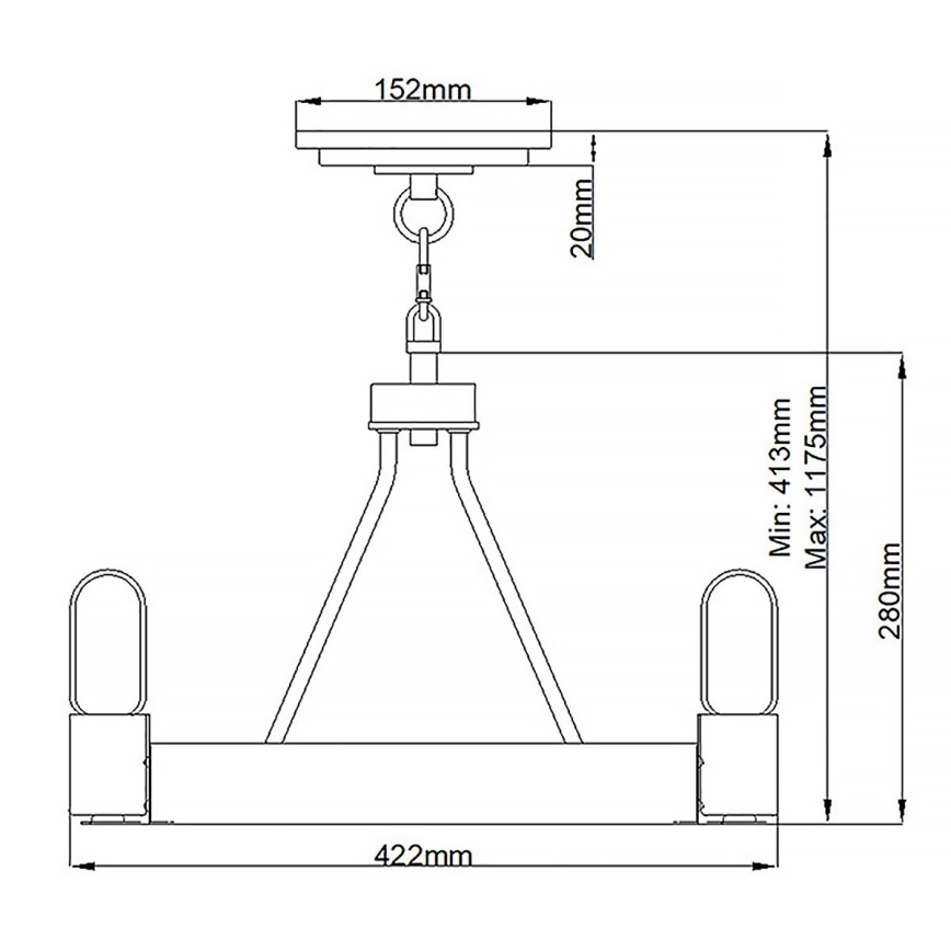 Quintiesse - Suspension sur tige SILAS 3xE27/60W/230V Ø 42,2 cm noir/doré
