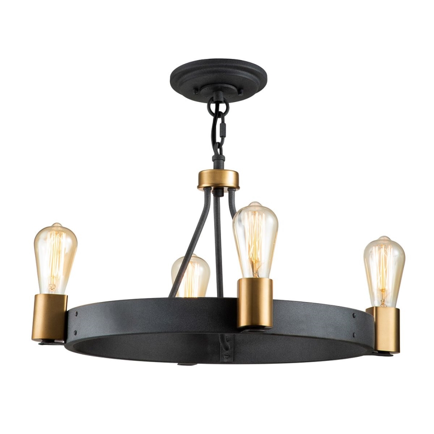 Quintiesse - Lustre sur tige SILAS 4xE27/60W/230V Ø 54,9 cm noir/doré