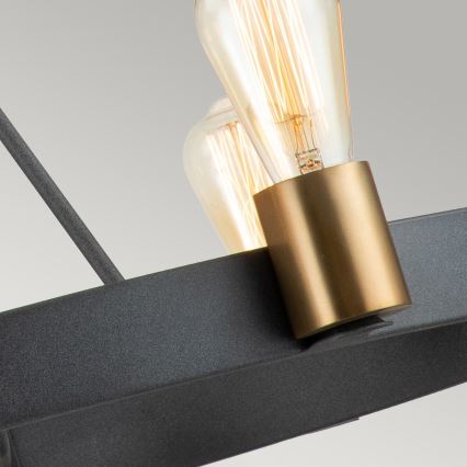 Quintiesse - Hanglamp met stang SILAS 6xE27/60W/230V Ø 72,3 cm zwart/goud