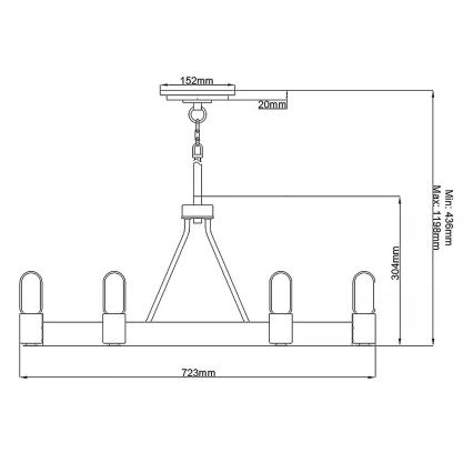 Quintiesse - Hanglamp met stang SILAS 6xE27/60W/230V Ø 72,3 cm zwart/goud