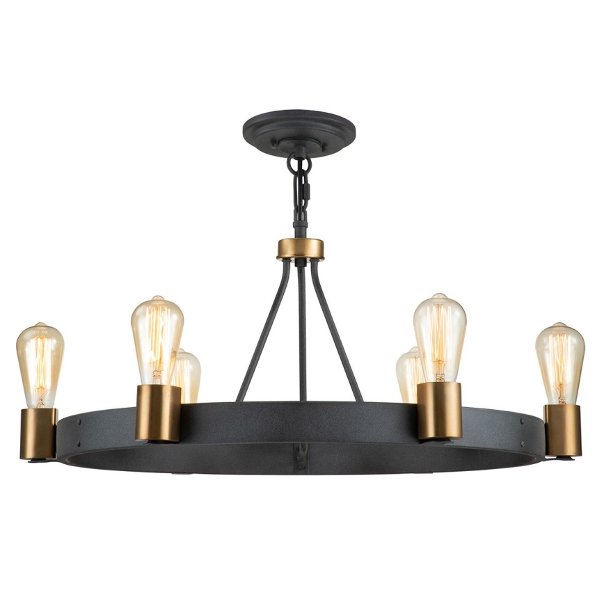 Quintiesse - Lustre sur tige SILAS 6xE27/60W/230V Ø 72,3 cm noir/doré