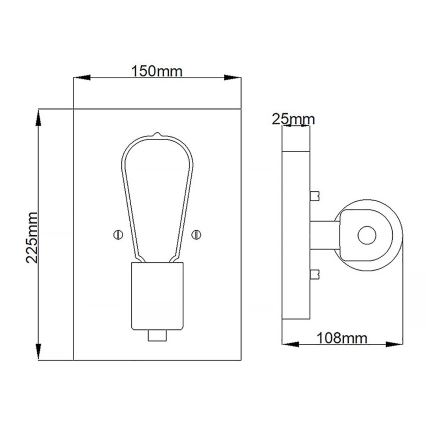 Quintiesse - Applique murale SILAS 1xE27/60W/230V noir/doré