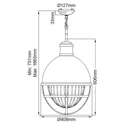 Quintiesse - Lustre sur tige TOLLIS 1x E27/40 W/230 V Ø 40,8 cm chrome mat