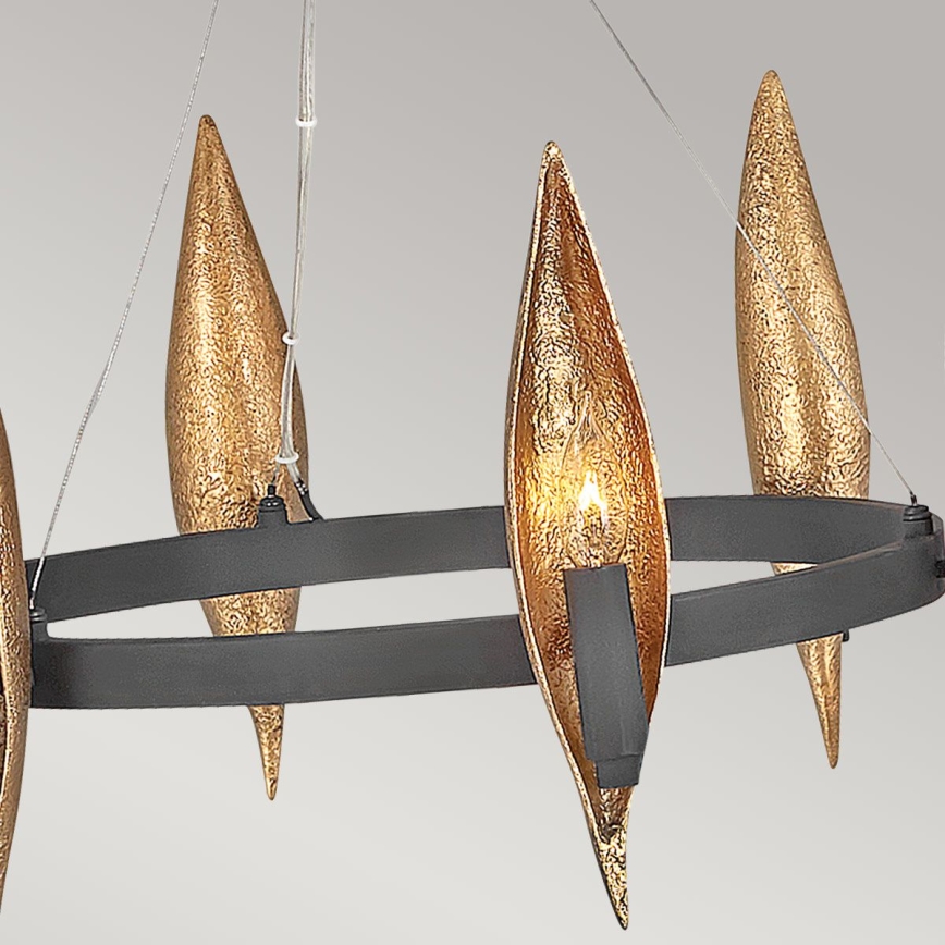 Quintiesse - Kroonluchter aan kabel WILLOW 6xE14/40W/230V Ø 61 cm goud/zwart