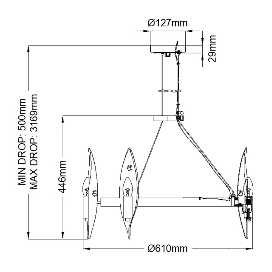 Quintiesse - Suspension sur câble WILLOW 6xE14/40W/230V diam. 61 cm doré/noir